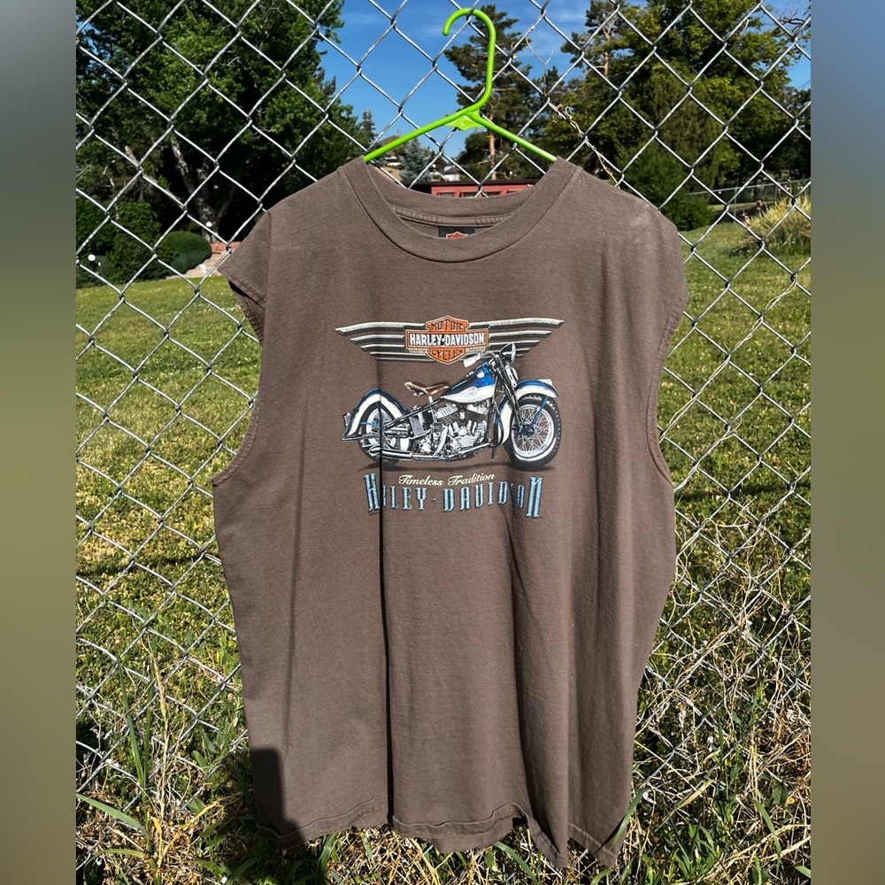 Harley Davidson Brown Sleeveless Shirt